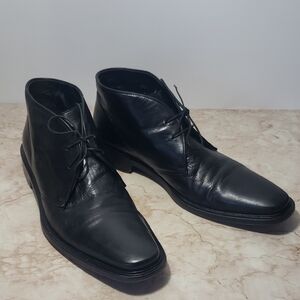 Hugo Boss Black Leather Men's Boots Shoes Size 10